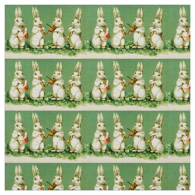 Cute Funny Music Making Rabbits Orchestra Fabric (Swatch)