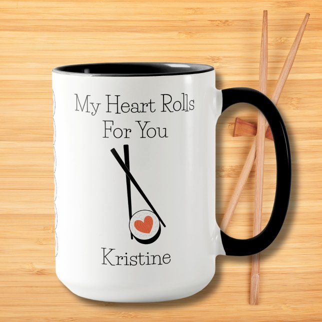 Cute Funny My Heart Rolls For You Personalized Mug (Creator Uploaded)