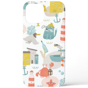 Cute funny nautical animals. Sea kids pattern iPhone 12 Pro Max Case