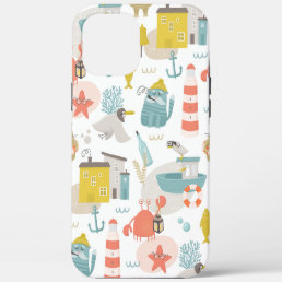 Cute funny nautical animals. Sea kids pattern iPhone 12 Pro Max Case