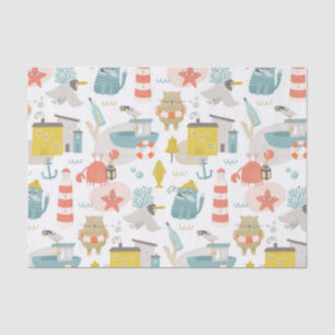 Cute funny nautical animals. Sea kids pattern Tissue Paper