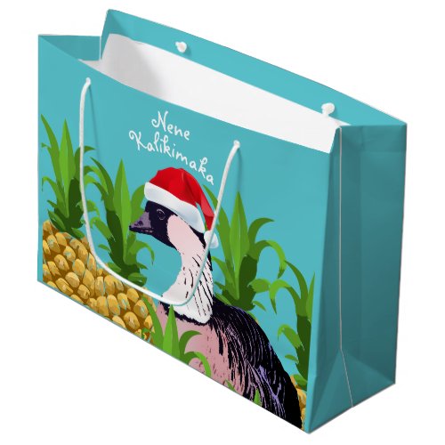 Cute  Funny Nene Kalikimaka Hawaii Christmas Pun Large Gift Bag