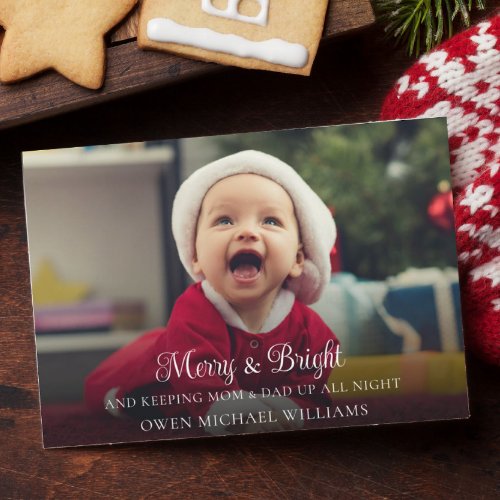 Cute Funny New Baby Christmas Birth Announcement