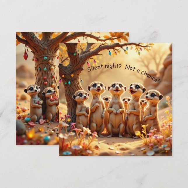 Cute, Funny No Silent Night Meerkat Christmas Card (Front/Back)