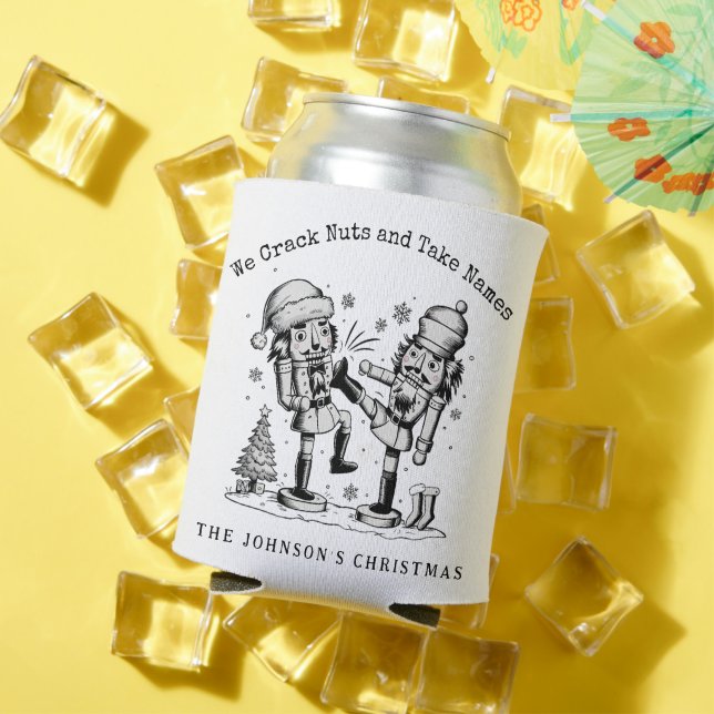 Cute funny nutcrackers Christmas personalized  Can Cooler (In Situ Summer)