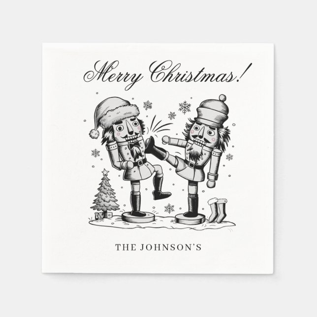 Cute funny nutcrackers Christmas personalized  Napkins (Front)