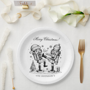 Cute funny nutcrackers Christmas personalized Paper Plates