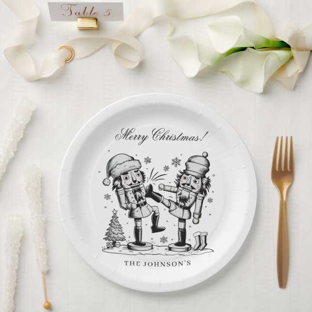 Cute funny nutcrackers Christmas personalized  Paper Plates (Wedding)