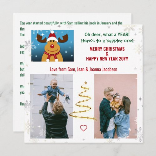 Cute Funny Oh Deer Rudolph Xmas Tree Letter Photos Holiday Card