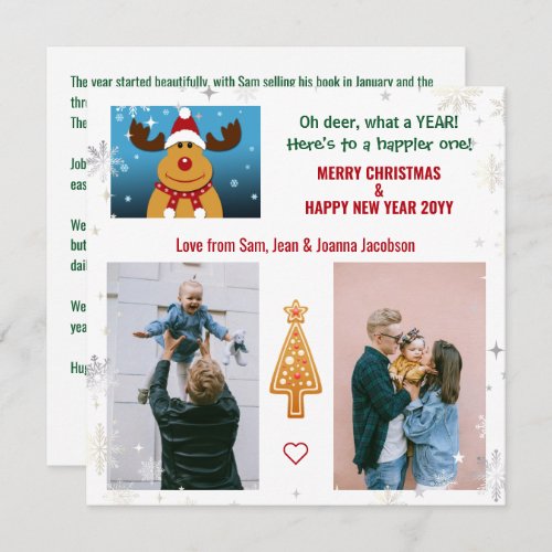 Cute Funny Oh Deer Rudolph Xmas Tree Letter Photos Holiday Card
