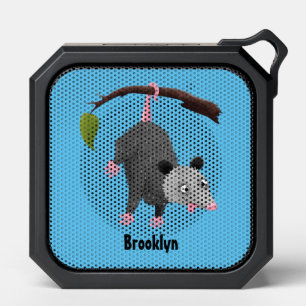 Cute funny opossum hanging from branch cartoon bluetooth speaker