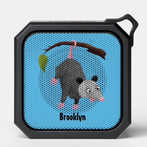 Cute funny opossum hanging from branch cartoon  bluetooth speaker