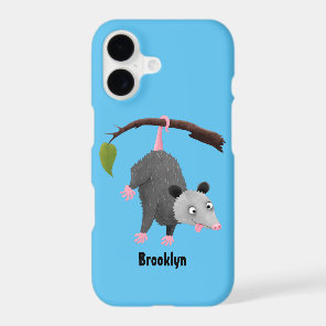 Cute funny opossum hanging from branch cartoon iPhone 17 case