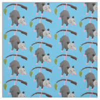 Cute funny opossum hanging from branch cartoon