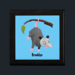 Cute funny opossum hanging from branch cartoon gift box<br><div class="desc">This cute happy opossum is just hanging around for fun! Drawn in silly cartoon illustration style.</div>