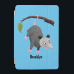 Cute funny opossum hanging from branch cartoon iPad mini cover<br><div class="desc">This cute happy opossum is just hanging around for fun! Drawn in silly cartoon illustration style.</div>