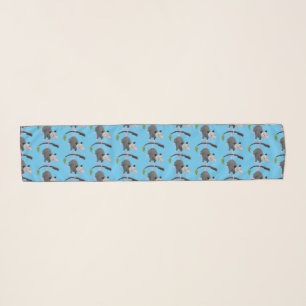 Cute funny opossum hanging from branch cartoon scarf