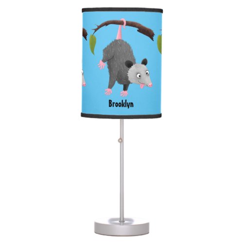 Cute funny opossum hanging from branch cartoon table lamp