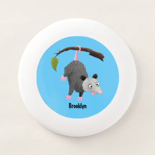 Cute funny opossum hanging from branch cartoon Wham-O frisbee