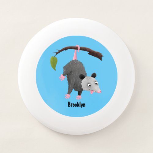 Cute funny opossum hanging from branch cartoon Wham_O frisbee