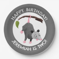 Cute funny opossum personalized birthday cartoon