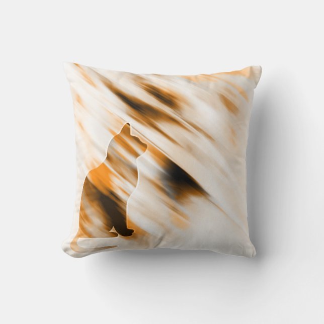 Cute Funny Orange & White Cat Paw Throw Pillow (Front)