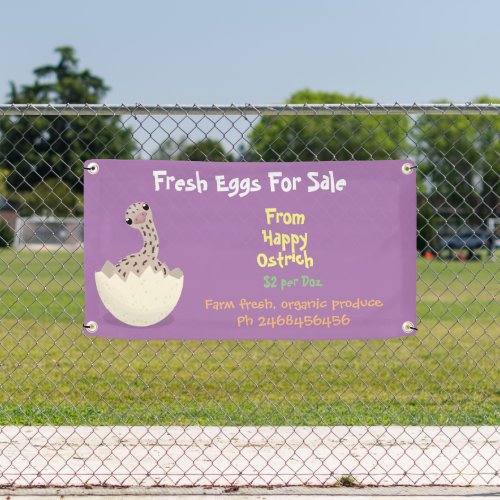 Cute funny ostrich cartoon eggs for sale sign