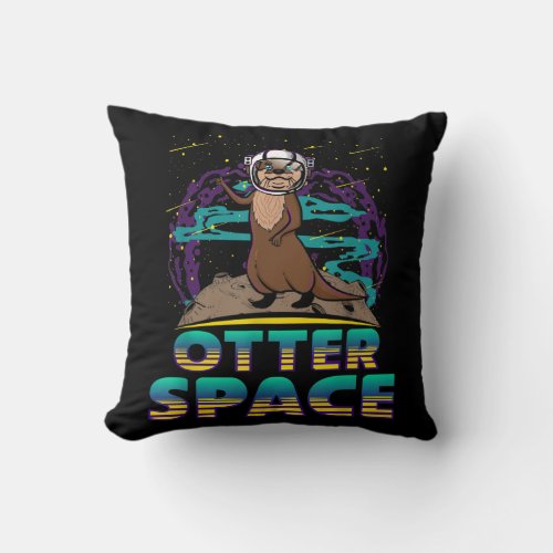 Cute funny otter lover Otter gift  Otter Space Throw Pillow