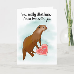 Cute Funny Otter Pun Valentines Romantic Holiday Card