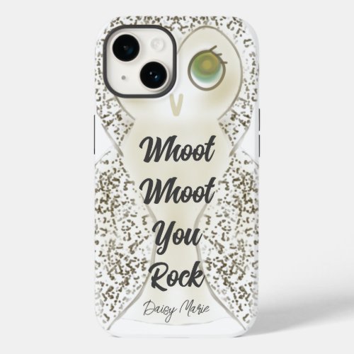 Cute Funny Owl Whoot Whoot You Rock Monogram Case_Mate iPhone 14 Case