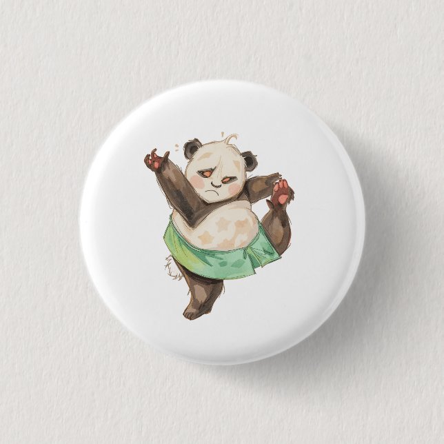 Cute Funny Panda Ballerina Pin Button Badge (Front)