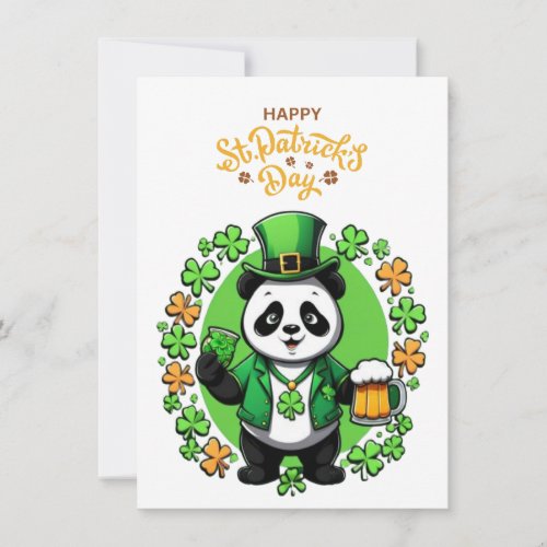 Cute Funny Panda _ happy St Patricks Day Card