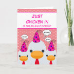 Cute Funny Peach Just Chicken In Happy Birthday Card