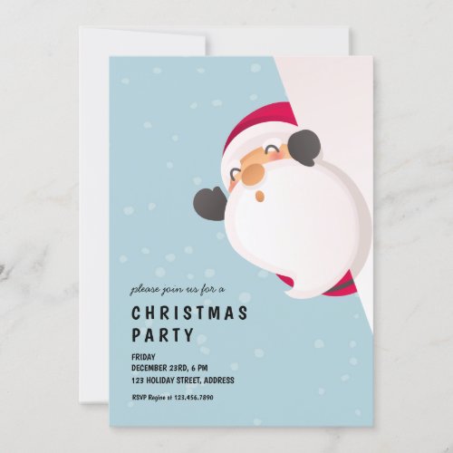 Cute Funny Peeking Santa Claus Christmas Invitation