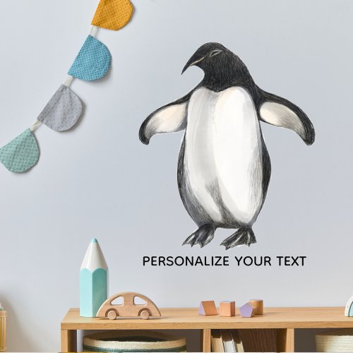   Cute Funny Penguin Animal Drawing Add Your Text  Wall Decal