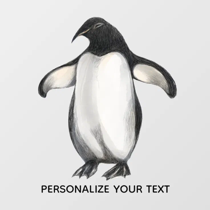 Cute Funny Penguin Animal Drawing Add Your Text Wall Decal | Zazzle Cute Funny Penguin Animal Drawing Add Your Text Wall Decal | Zazzle