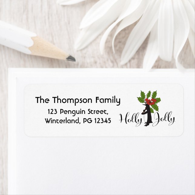Cute Funny Penguin Christmas Return Address Label (Insitu)