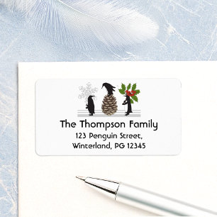 Cute Funny Penguin Christmas Return Address Label