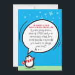 Cute Funny Penguin Math Problem Birthday Card<br><div class="desc">Birthdays can sometimes be hard to take... No Worries... Let this whimsical cute Penguin bring a smile to someone you love on their Birthday. With a silly - zany math problem that reflects the craziness that defines Middle-age. Includes space for your personal greeting inside Blue Skies ahead. After all, the...</div>