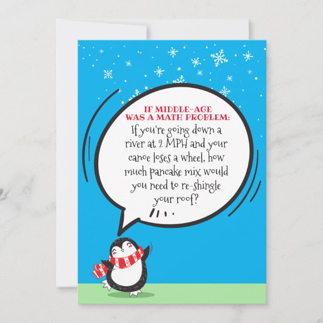 Cute Funny Penguin Math Problem Birthday Card (Front)