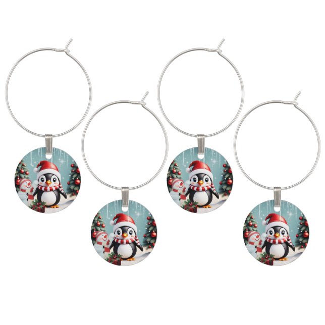 Cute funny penguin wine charm (Staggered)