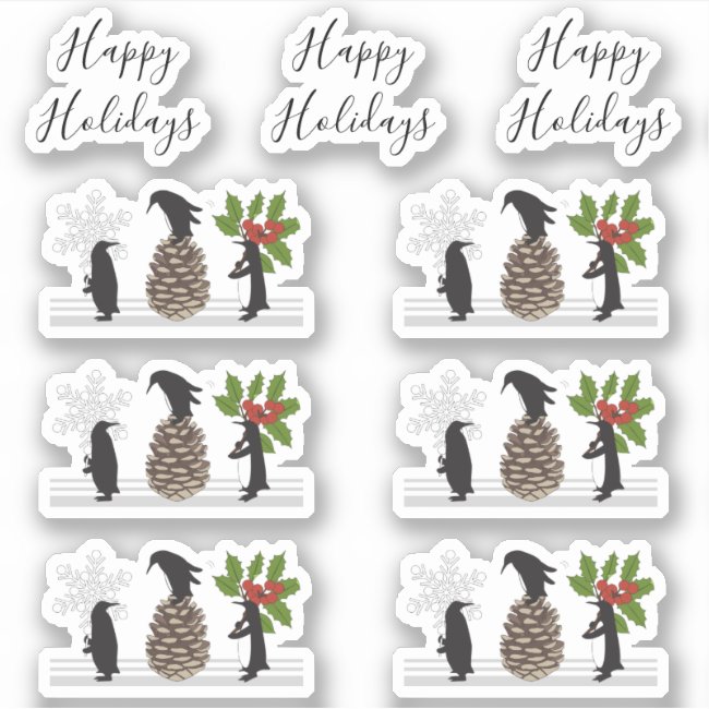 Cute Funny Penguins Whimsical Happy Holidays