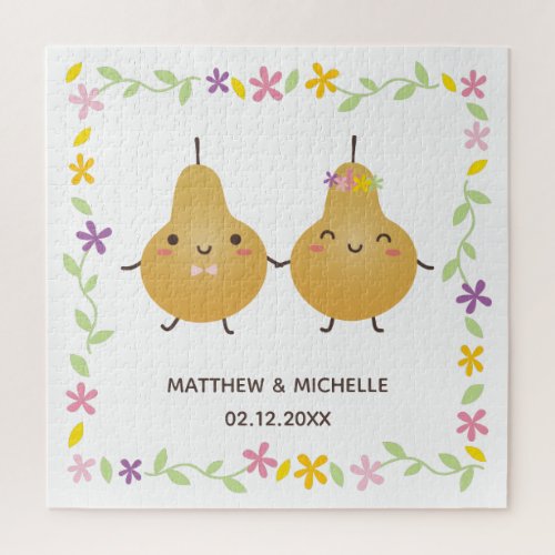 Cute Funny Perfect Pear Couple Newlyweds Memorable Jigsaw Puzzle