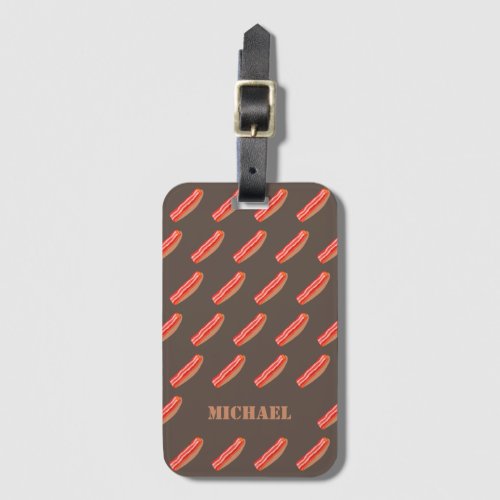 Cute Funny Personalized Bacon  Luggage Tag