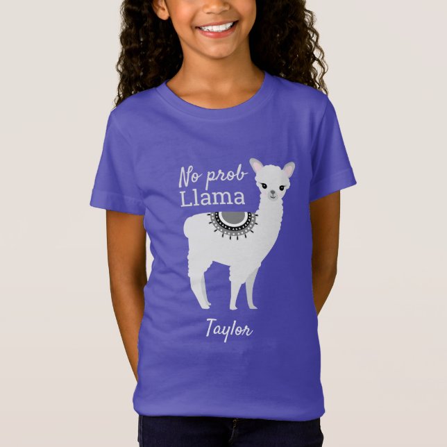 Cute Funny Personalized No Prob llama T-Shirt (Front)