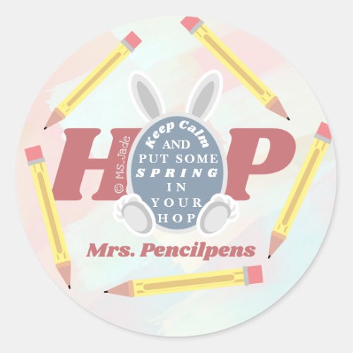 Cute Funny Personalized Spring Teacher Meme Classic Round Sticker