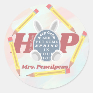 Cute Funny Personalized Spring Teacher Meme Classic Round Sticker