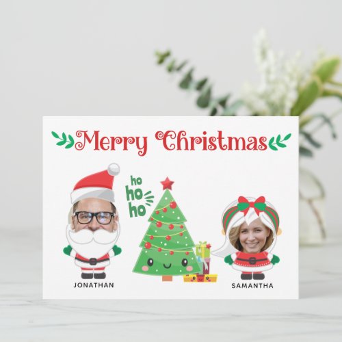 Cute Funny Photo Santa Family Merry Christmas Holiday Card