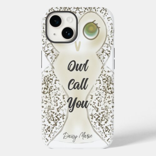 Cute Funny Photography Owl Call You Monogram Case_Mate iPhone 14 Case