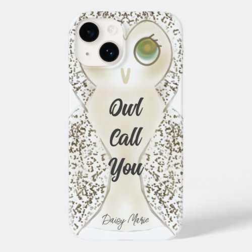Cute Funny Photography Owl Call You Monogram Case_Mate iPhone 14 Case